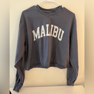 John Galt Blue Malibu Cropped Long Sleeve T-Shirt